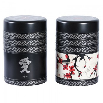 Flowered / Black tin can